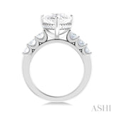 1 1/4 Ctw Pers Shape Oval and Round Cut Diamond Semi Mount Engagement Ring in 14K White Gold