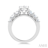 1 1/10 Ctw Marquise Shape Round Cut Diamond Semi Mount Engagement Ring in 14K White Gold