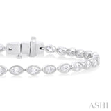 3 1/10 Ctw East-West Bezel Set Marquise Cut Diamond Tennis Bracelet in 14K White Gold