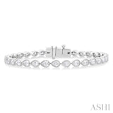 3 1/4 Ctw East-West Bezel Set Pear Cut Diamond Tennis Bracelet in 14K White Gold