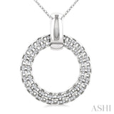1/8 Ctw Cable Chain Inspired Bold Weave Circle Round Cut Diamond Pendant With Chain in Sterling Silver