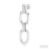 1/10 Ctw Oval Shape D-Link Round Cut Diamond Fashion Earring in Sterling Silver