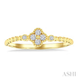 1/8 Ctw Petite Bead Shank Clover Leaf Round Cut Bead Bijoux Diamond Fashion Ring in 10K Yellow Gold