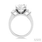 1 1/10 Ctw Tri-Mount Pear Shape Round Cut Diamond Semi Mount Engagement Ring in 14K White Gold