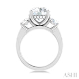 1 1/10 Ctw Tri-Mount Past, Present and Future Round Cut Diamond Semi Mount Engagement Ring in 14K White Gold