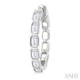 1 1/10 Ctw Bezel Set Emerald Cut Diamond Fashion Hoop Earring in 14K White Gold