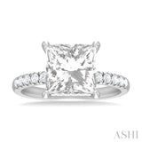 1/3 Ctw Princess Shape Round Cut Diamond Semi Mount Engagement Ring in 14K White Gold