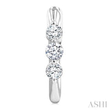 1/2 Ctw 3-Stone Round Cut Diamond Fashion Hoop Earrings in 14K White Gold