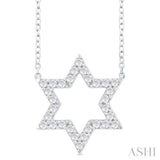 1/4 Ctw Star of David Petite Round Cut Diamond Fashion Pendant With Chain in 14K White Gold