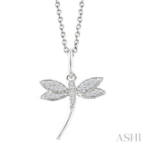 1/10 Ctw Petite Dragonfly Round Cut Diamond Fashion Pendant With Chain in 10K White Gold