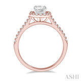 3/8 Ctw Diamond Ladies Engagement Ring with 1/4 Ct Princess Cut Center Stone in 14K Rose and White Gold