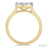 1 Ctw Round Cut Diamond Heart Shape Lovebright Ring in 14K Yellow and White Gold