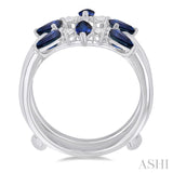 5X2.5MM Marquise and 5X3MM Pear Sapphire and 1/8 ctw Round Cut Diamond Insert Precious Ring in 14K White Gold