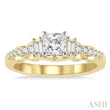 3/4 Ctw Diamond Engagement Ring with 3/8 Ct Princess Cut Center Stone in 14K Yellow and White Gold