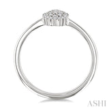 1/6 Ctw Petite Oval Shape Round Cut Diamond Cluster Fashion Ring in 10K White Gold