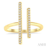 1/6 ctw Open Double Bar Round Cut Diamond Fashion Ring in 10K Yellow Gold