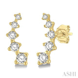 1/10 Ctw Round Cut Diamond Petite Fashion Climbers in 10K Yellow Gold