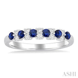 2.3MM Sapphire and 1/5 ctw Round Cut Diamond Precious Band in 14K White Gold