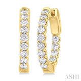 1 ctw Inside-Out Embellished Round Cut Diamond Hoop Earrings in 14K Yellow Gold