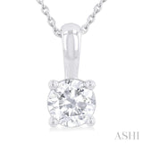 3/4 Ctw Prong Set Round Cut Diamond Solitaire Pendant With Chain in 14K White Gold