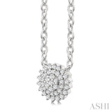 1/6 Ctw Petite Round Shape Round Cut Diamond Cluster Fashion Pendant With Chain in 10K White Gold