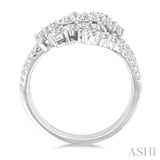 1 1/2 Ctw Triple Split Wide Bypass Round Cut Diamond Fashion Ring in 14K White Gold