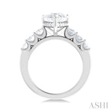 1 1/4 Ctw Pers Shape Oval and Round Cut Diamond Semi Mount Engagement Ring in 14K White Gold