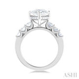 1 1/4 Ctw Pers Shape Oval and Round Cut Diamond Semi Mount Engagement Ring in 14K White Gold