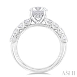 7/8 Ctw Round Shape Round Cut Diamond Semi Mount Engagement Ring in 14K White Gold