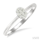 1/10 Ctw Lovebright Petite Oval Shape Round Cut Diamond Fashion Ring in 10K Yellow and White Gold