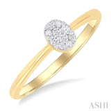 1/10 Ctw Lovebright Petite Oval Shape Round Cut Diamond Fashion Ring in 10K Yellow Gold