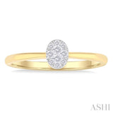 1/10 Ctw Lovebright Petite Oval Shape Round Cut Diamond Fashion Ring in 10K Yellow Gold