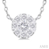 1/10 Ctw Lovebright Petite Round Shape Round Cut Diamond Fashion Pendant With Chain in 10K White Gold