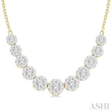 1 1/2 Ctw Round Cut Lovebright Diamond Necklace in 14K Yellow and White Gold