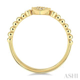 1/8 Ctw Petite Bead Shank Pear Shape Center Round Cut Bead Bijoux Diamond Fashion Ring in 10K Yellow Gold