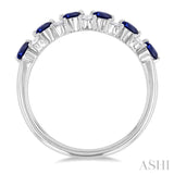 1/3 ctw Round Cut 2.7MM Sapphire and Diamond Precious Band in 14K White Gold