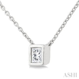 1/6 Ctw Petite Bezel Set Princess Cut Diamond Fashion Pendant With Chain in 10K White Gold