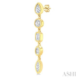 1 Ctw Bezel Set Mixed Diamond Cut Fashion Earring in 14K Yellow Gold