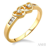 1/10 Ctw Twin Hearts Diamond Ring in 14K Yellow Gold