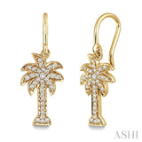 1/4 Ctw Palm Tree Single Cut Diamond Earrings in 14K Yellow Gold