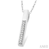 1/10 Ctw Round Cut Diamond Stick Pendant in 10K White Gold with Chain