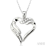 1/10 Ctw Round Cut Diamond Heart Pendant in 10K White Gold with Chain