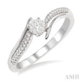 1/10 Ctw Lovebright Round Cut Diamond Ring in 14K White Gold