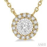 1/6 ctw Circular Round Cut Diamond Lovebright Necklace in 14K Yellow and White Gold