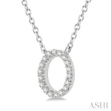 1/20 Ctw Initial 'O' Round Cut Diamond Pendant With Chain in 14K White Gold