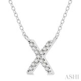 1/20 Ctw Initial 'X' Round Cut Diamond Pendant With Chain in 14K White Gold