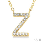 1/20 Ctw Initial 'Z' Round Cut Diamond Pendant With Chain in 14K Yellow Gold