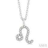 1/10 Ctw Leo Round Cut Diamond Zodiac Pendant With Chain in 10K White Gold