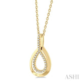 1/10 ctw Petite Pear Shape Round Cut Diamond Fashion Pendant With Chain in 10K Yellow Gold