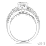 1 1/2 Ctw Diamond Semi-mount Engagement Ring in 14K White Gold